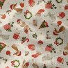 Printed Double Gauze GOUPIX Ecru / Red